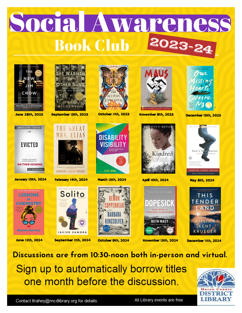 Social Awareness Book Club poster for 2023-2024