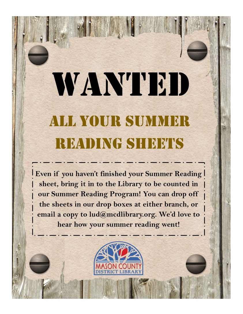 WANTED Summer Reading Sheets poster
